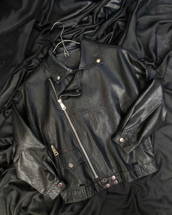 Black leather moto jacket